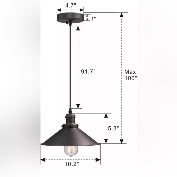"Zeyu" Industrial Pendant Light Vintage Hanging Light Fixture, Oil Rubbed Bronze - Picture 2 of 4